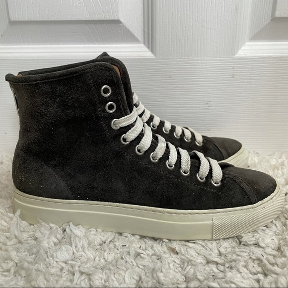 WOMAN by Common Projects Tournament High Top Charcoal Suede Sneakers 6.5 - Picture 7 of 9
